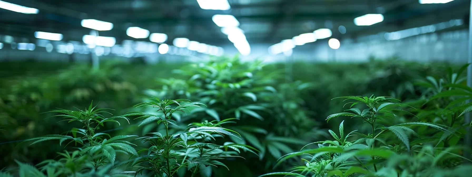 a modern cannabis cultivation facility equipped with advanced fire suppression systems, integrated security cameras, and pristine maintenance areas, showcasing the proactive measures taken by landlords to mitigate risks and lower insurance costs.