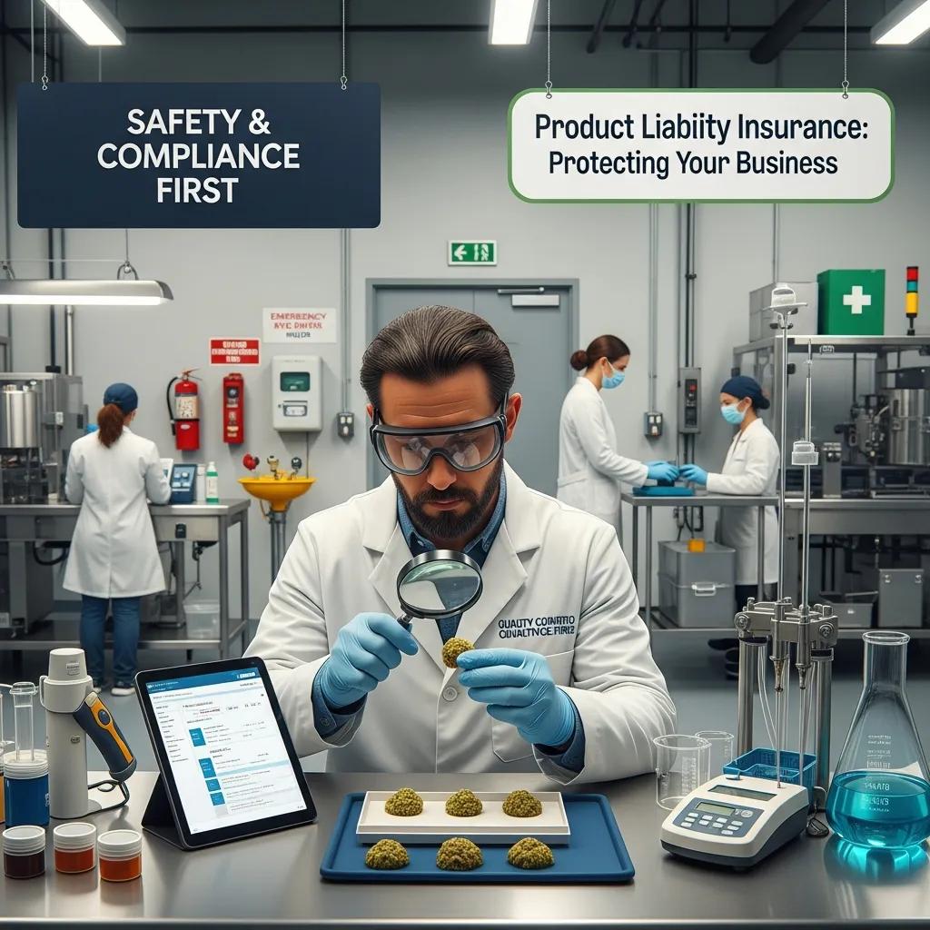 Quality control inspection of cannabis products for product liability insurance